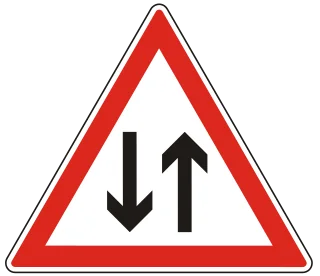 Szembejövő forgalom KRESZ-tábla