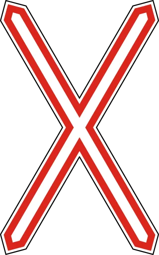 Vasúti átjáró kezdete (egyvágányú, keskeny) KRESZ-tábla