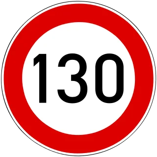 Sebességkorlátozás – 130 km/óra KRESZ-tábla