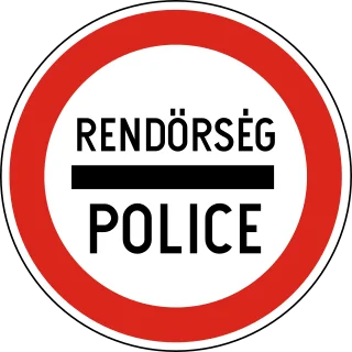 Kötelező megállás – Rendőrség KRESZ-tábla