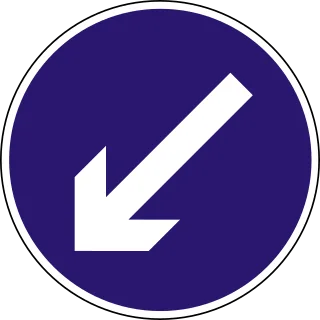 Kikerülési irány – balra KRESZ-tábla