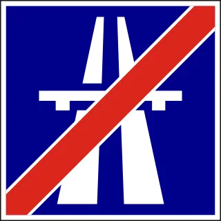Autópálya vége KRESZ-tábla
