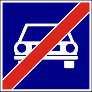 Autóút vége KRESZ-tábla
