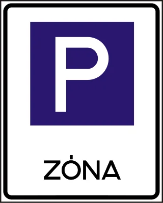 Várakozási övezet (zóna) KRESZ-tábla