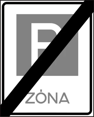 Várakozási övezet (zóna) vége KRESZ-tábla