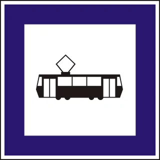 Villamosmegállóhely KRESZ-tábla